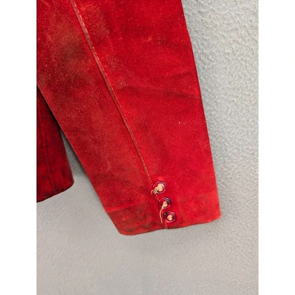 Vtg Dorby Casuals Blazer Jacket Womens 13/14 Red Suede One Button Western Grunge